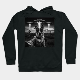 Selfie of Funny Dog And Aliens UFO - 2 Hoodie